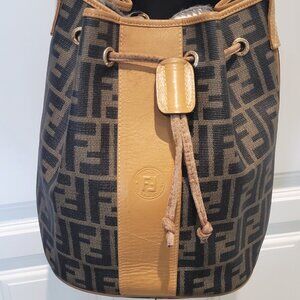 Fendi Zucca Draw String Bucket CrossbodyBag